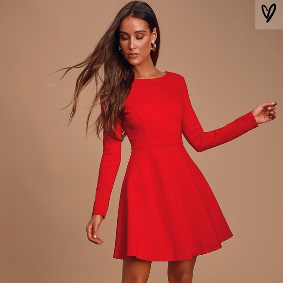 Red Skater Dress With Sleeves Sale, 55 ...